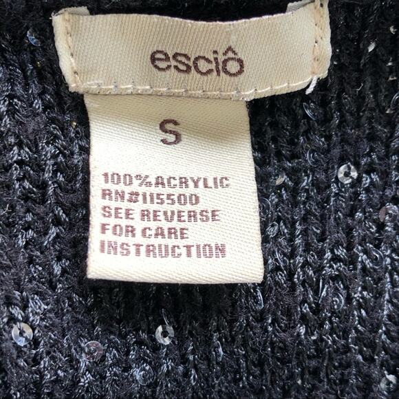 Anthropologie Escio Asymmetrical Metallic Gold and Black Sequined Sweater Small - Picture 10 of 12